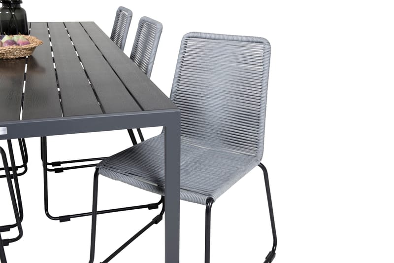 Break Matgrupp Utomhus 205cm + 6 Lindos Matstolar Utomhus Svart/Grå - Venture Home - Utemöbler & utemiljö - Utegrupp - Matgrupp utomhus