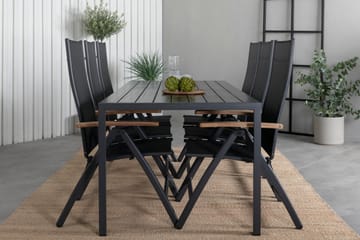 Break Matgrupp Utomhus 205cm + 6 Panama Positionsstolar Svart/Grå - Venture Home - Utemöbler & utemiljö - Utegrupp - Matgrupp utomhus