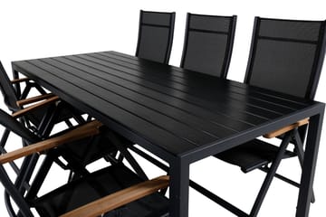 Break Matgrupp Utomhus 205cm + 6 Panama Positionsstolar Svart/Grå - Venture Home - Utemöbler & utemiljö - Utegrupp - Matgrupp utomhus