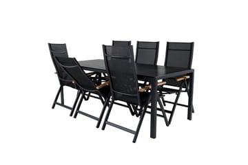Break Matgrupp Utomhus 205cm + 6 Panama Positionsstolar Svart/Grå - Venture Home - Utemöbler & utemiljö - Utegrupp - Matgrupp utomhus