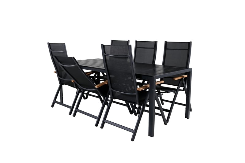 Break Matgrupp Utomhus 205cm + 6 Panama Positionsstolar Svart/Grå - Venture Home - Utemöbler & utemiljö - Utegrupp - Matgrupp utomhus