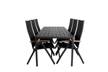 Break Matgrupp Utomhus 205cm + 6 Panama Positionsstolar Svart/Grå - Venture Home - Utemöbler & utemiljö - Utegrupp - Matgrupp utomhus