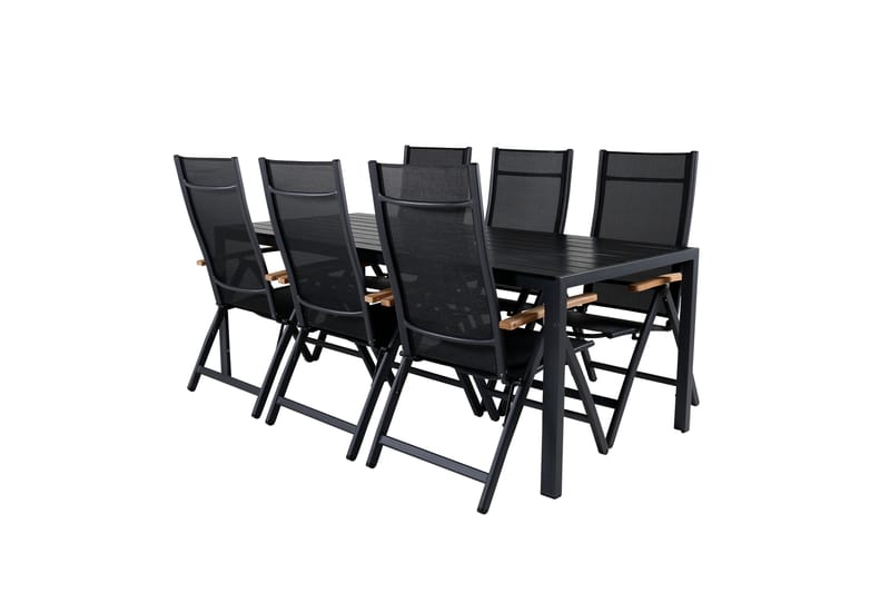 Break Matgrupp Utomhus 205cm + 6 Panama Positionsstolar Svart/Grå - Venture Home - Utemöbler & utemiljö - Utegrupp - Matgrupp utomhus