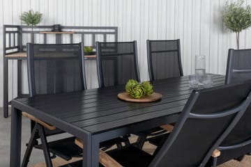 Break Matgrupp Utomhus 205cm + 6 Panama Positionsstolar Svart/Grå - Venture Home - Utemöbler & utemiljö - Utegrupp - Matgrupp utomhus