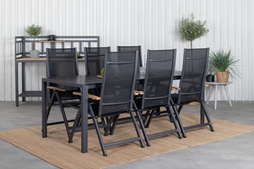 Break Matgrupp Utomhus 205cm + 6 Panama Positionsstolar Svart/Grå - Venture Home - Utemöbler & utemiljö - Utegrupp - Matgrupp utomhus