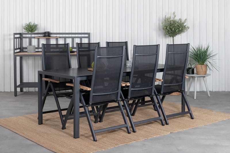 Break Matgrupp Utomhus 205cm + 6 Panama Positionsstolar Svart/Grå - Venture Home - Utemöbler & utemiljö - Utegrupp - Matgrupp utomhus
