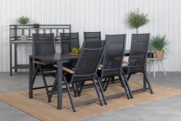 Break Matgrupp Utomhus 205cm + 6 Panama Positionsstolar Svart/Grå - Venture Home - Utemöbler & utemiljö - Utegrupp - Matgrupp utomhus
