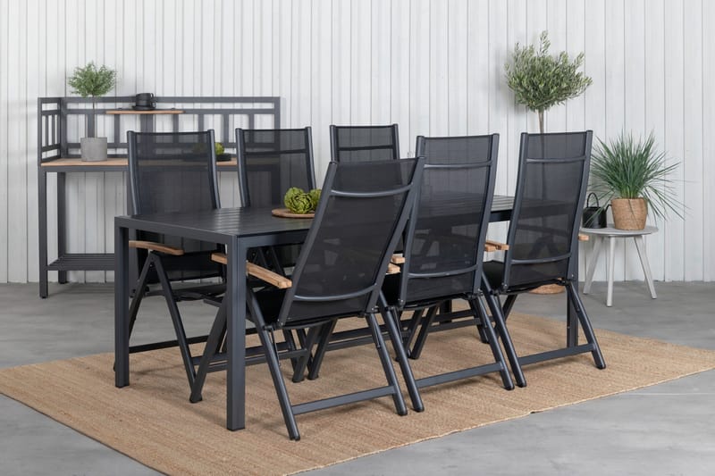 Break Matgrupp Utomhus 205cm + 6 Panama Positionsstolar Svart/Grå - Venture Home - Utemöbler & utemiljö - Utegrupp - Matgrupp utomhus