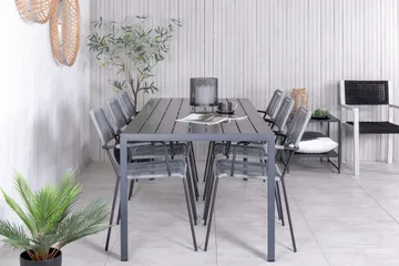 Break Matgrupp Utomhus 205cm + 6 Lindos Karmstolar Utomhus Svart/Grå - Venture Home - Utemöbler & utemiljö - Utegrupp - Matgrupp utomhus