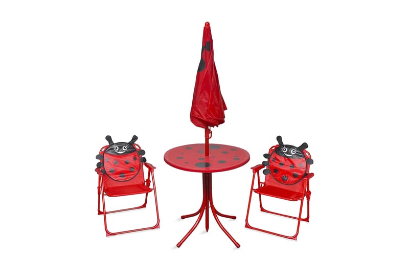 Cafébord för barn med parasoll 3 delar röd - Röd - Cafegrupp & cafeset