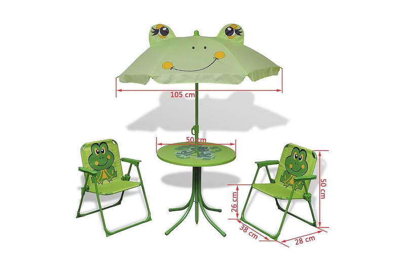 Cafébord för barn med parasoll 3 delar grön - Grön - Cafegrupp & cafeset