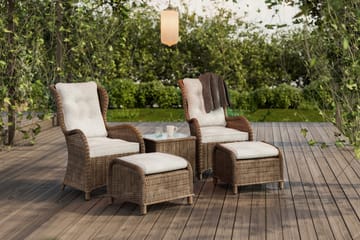 Öronlappsfåtölj Marcus med Fotpall m Dyna 2-pack - Natur - Utemöbler & utemiljö - Utegrupp - Cafegrupp & cafeset