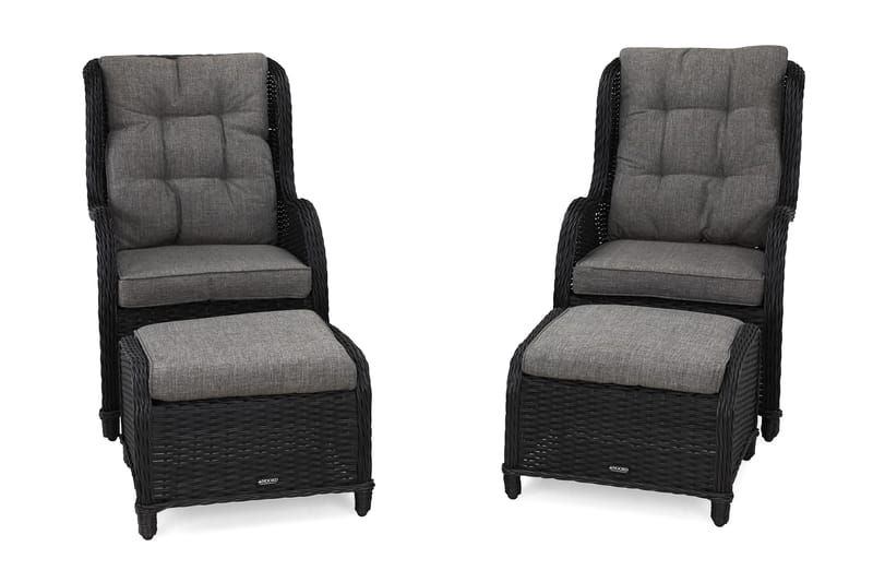 Öronlappsfåtölj Marcus med Fotpall m Dyna 2-pack - Svart - Utemöbler & utemiljö - Utegrupp - Cafegrupp & cafeset