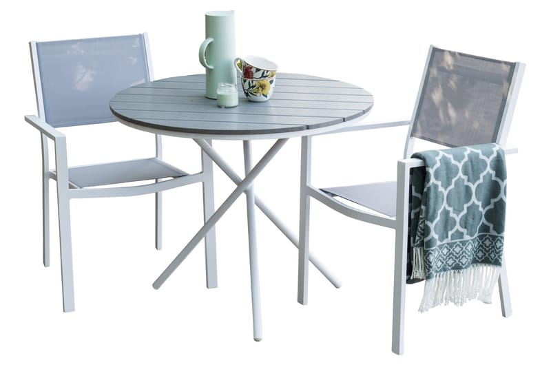Cafégrupp + 4 Utestolar Parma - Grå/Vit - Utemöbler & utemiljö - Utegrupp - Cafegrupp & cafeset