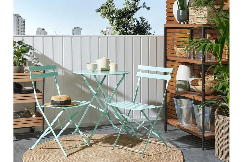 Alatri Balkongset 60 cm + 2 Utestolar - Mintgrön - Utemöbler & utemiljö - Utegrupp - Cafegrupp & cafeset