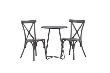 Bacong Caféset Rund 60 cm + 2 st Tablas Matstolar - Mörkgrå/Svart - Utemöbler & utemiljö - Utegrupp - Cafegrupp & cafeset
