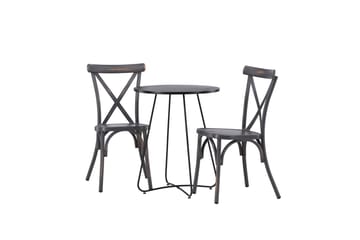 Bacong Caféset Rund 60 cm + 2 st Tablas Matstolar - Mörkgrå/Svart - Utemöbler & utemiljö - Utegrupp - Cafegrupp & cafeset