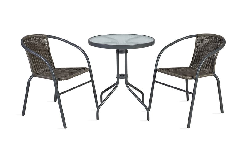 Balkong set BISTRO bord och 2 stolar D60xH70 grå - Cafegrupp & cafeset