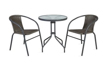 Balkong set BISTRO Utebord och 2 Utestolar D60xH70 grå - Utemöbler & utemiljö - Utegrupp - Cafegrupp & cafeset