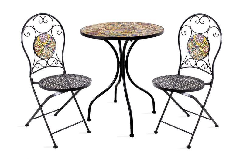 Balkong Set Morocco Bord Och 2 Stolar Mosaik - Cafegrupp & cafeset