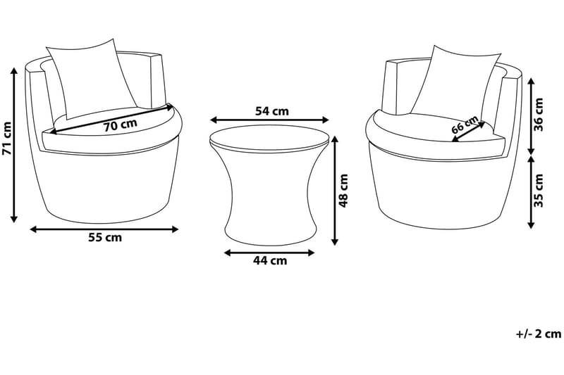 Balkongmöbelset Capri 54 cm - Grå - Cafegrupp & cafeset