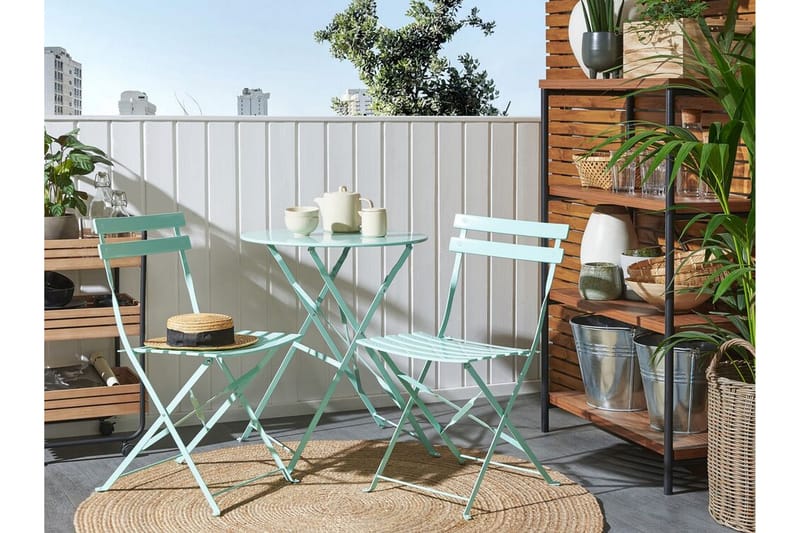Balkongset Alatri 60 cm + 2 Utestolar - Mintgrön - Utemöbler & utemiljö - Utegrupp - Cafegrupp & cafeset