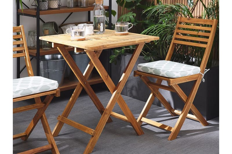 Balkongset av bord och 2 stolar brun/mintgrön FIJI - Cafegrupp & cafeset
