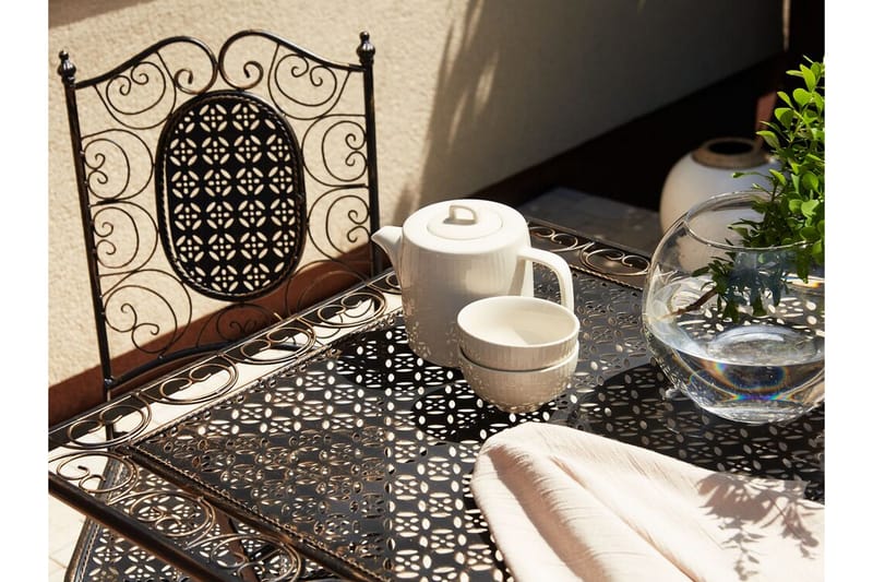 Balkongset av bord och 2 stolar svart BORMIO - Svart - Cafegrupp & cafeset