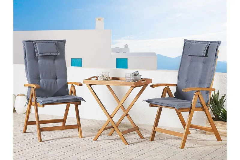 Balkongset av Utebord och 2 Utestolar blå JAVA - Trä/natur - Utemöbler & utemiljö - Utegrupp - Cafegrupp & cafeset