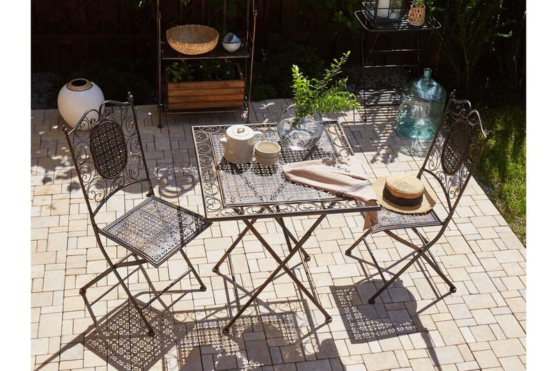 Balkongset av Utebord och 2 Utestolar svart BORMIO - Svart - Utemöbler & utemiljö - Utegrupp - Cafegrupp & cafeset