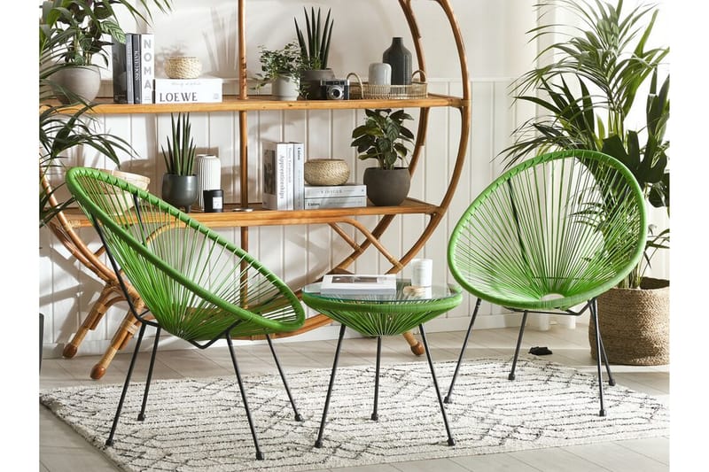 Balkongset Cayaco 70 cm + 2 Utestolar - Konstrotting/Grön - Utemöbler & utemiljö - Utegrupp - Cafegrupp & cafeset
