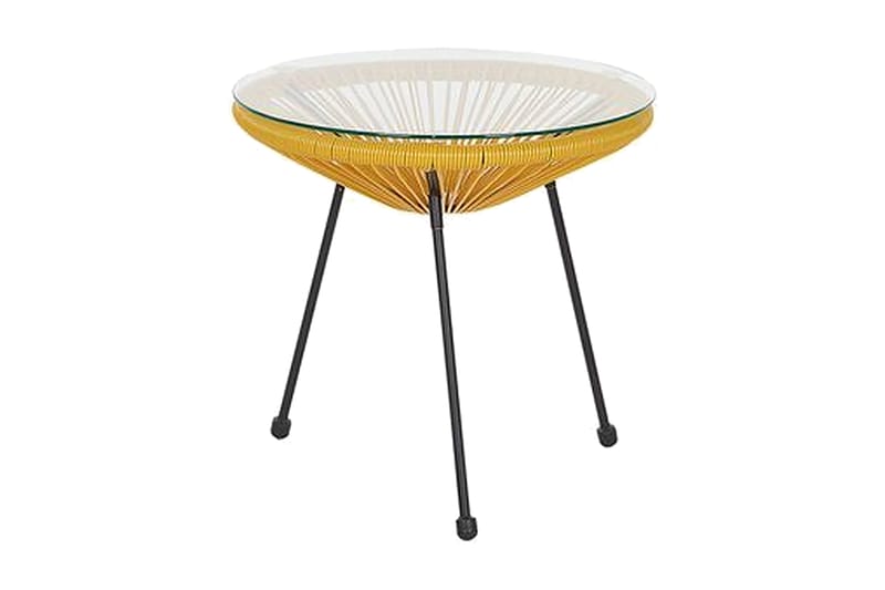 Balkongset Cayaco 70 cm + 2 Utestolar - Konstrotting/Gul - Utemöbler & utemiljö - Utegrupp - Cafegrupp & cafeset