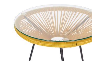 Balkongset Cayaco 70 cm + 2 Utestolar - Konstrotting/Gul - Utemöbler & utemiljö - Utegrupp - Cafegrupp & cafeset