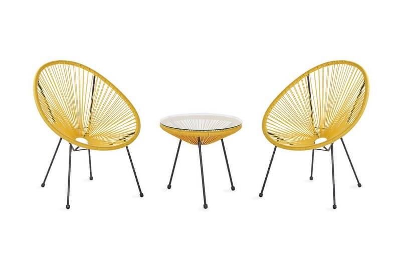 Balkongset Cayaco 70 cm + 2 Utestolar - Konstrotting/Gul - Utemöbler & utemiljö - Utegrupp - Cafegrupp & cafeset