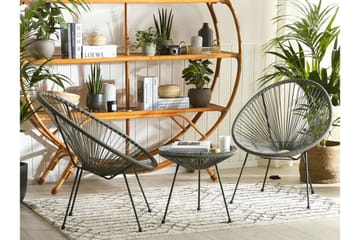 Balkongset Cayaco 70 cm + 2 Utestolar - Konstrotting/Mörkgrå - Utemöbler & utemiljö - Utegrupp - Cafegrupp & cafeset
