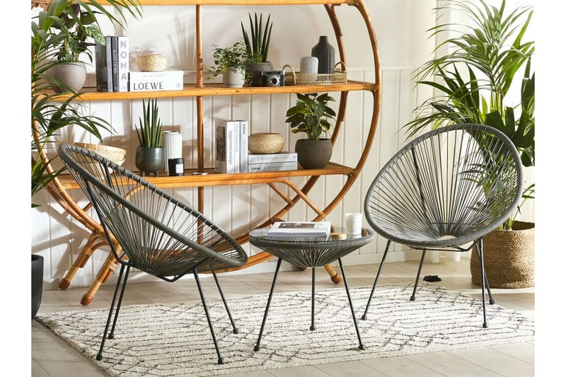 Balkongset Cayaco 70 cm + 2 Utestolar - Konstrotting/Mörkgrå - Utemöbler & utemiljö - Utegrupp - Cafegrupp & cafeset