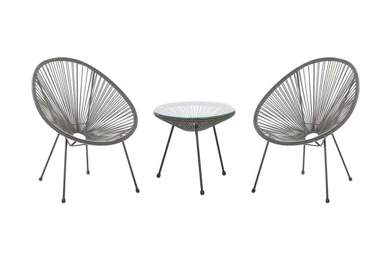 Balkongset Cayaco 70 cm + 2 Utestolar - Konstrotting/Mörkgrå - Utemöbler & utemiljö - Utegrupp - Cafegrupp & cafeset