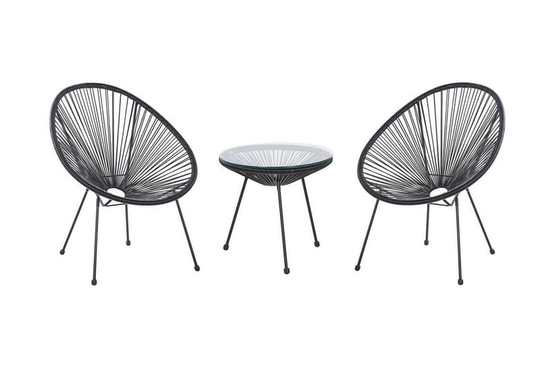 Balkongset Cayaco 70 cm + 2 Utestolar - Konstrotting/Svart - Utemöbler & utemiljö - Utegrupp - Cafegrupp & cafeset