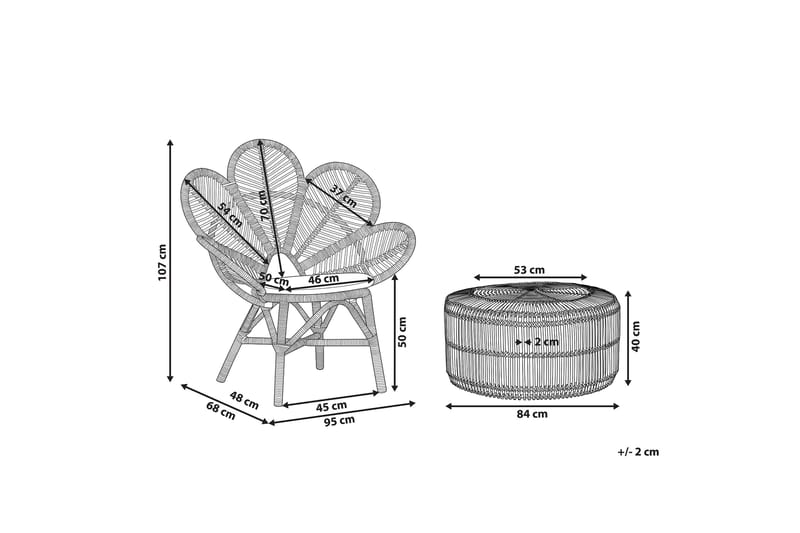 Balkongset Limni 140 cm + 2 Lorentine Utefåtöljer - Trä/Natur - Utemöbler & utemiljö - Utegrupp - Cafegrupp & cafeset