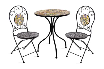 Balkongset Morocco Bord Och 2 Stolar Mosaik Black, Multicolor - Utemöbler & utemiljö - Utegrupp - Cafegrupp & cafeset