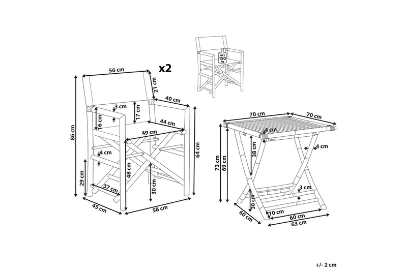 Balkongset vit/beige MOLISE/SPELLO - Trä/natur - Utemöbler & utemiljö - Utegrupp - Cafegrupp & cafeset