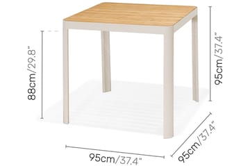 Bargrupp Portals 95 cm + Barstol - Vit/Teak - Utemöbler & utemiljö - Utegrupp - Cafegrupp & cafeset