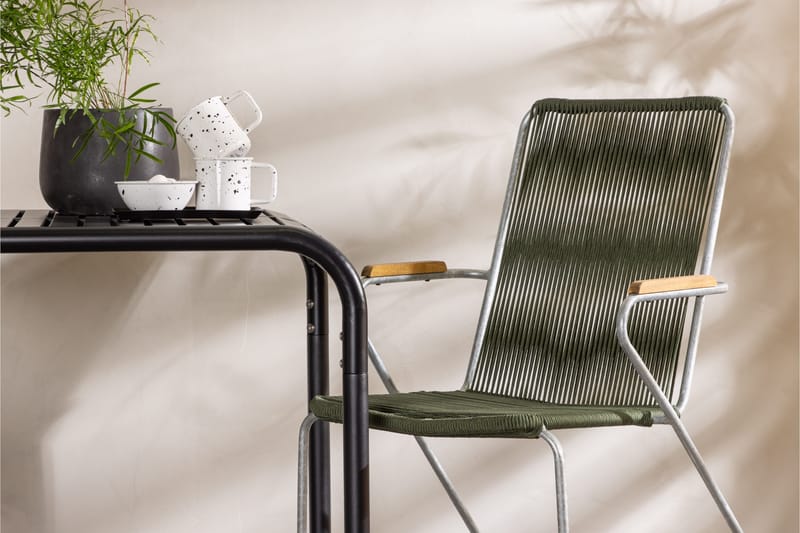 Borneo Caféset 70 cm + 2 st Bois Karmstolar Grön/Svart - Grön/Svart - Utemöbler & utemiljö - Utegrupp - Cafegrupp & cafeset