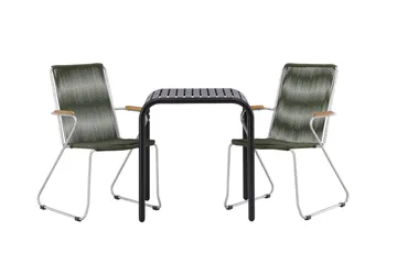 Borneo Caféset 70 cm + 2 st Bois Karmstolar Grön/Svart - Grön/Svart - Utemöbler & utemiljö - Utegrupp - Cafegrupp & cafeset