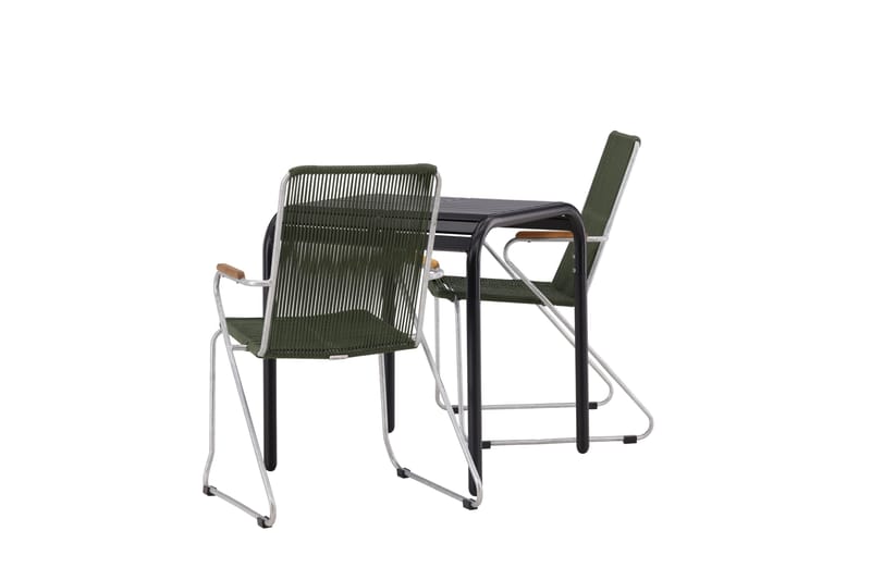 Borneo Caféset 70 cm + 2 st Bois Karmstolar Grön/Svart - Grön/Svart - Utemöbler & utemiljö - Utegrupp - Cafegrupp & cafeset