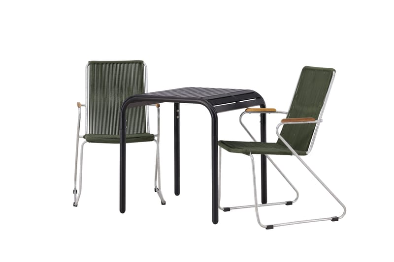 Borneo Caféset 70 cm + 2 st Bois Karmstolar Grön/Svart - Grön/Svart - Utemöbler & utemiljö - Utegrupp - Cafegrupp & cafeset