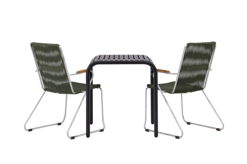 Borneo Caféset 70 cm + 2 st Bois Karmstolar Grön/Svart - Grön/Svart - Utemöbler & utemiljö - Utegrupp - Cafegrupp & cafeset
