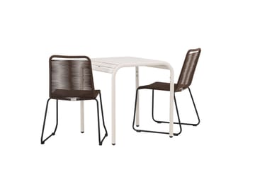 Borneo Caféset 70 cm + 2 st Lindos Matstolar - Brun/Beige - Utemöbler & utemiljö - Utegrupp - Cafegrupp & cafeset