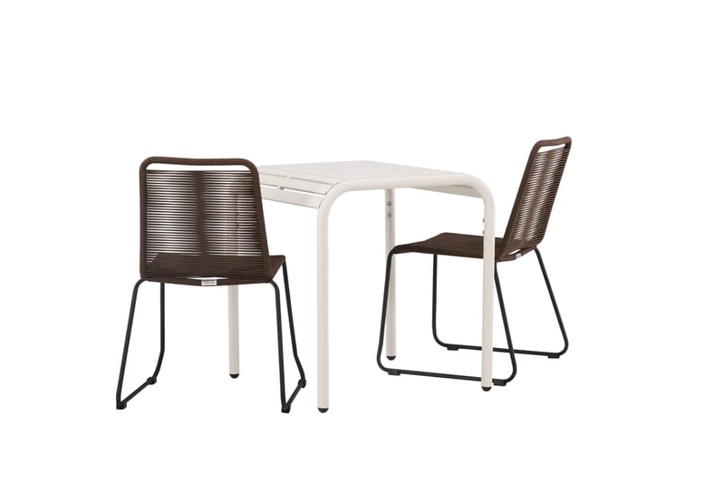 Borneo Caféset 70 cm + 2 st Lindos Matstolar - Brun/Beige - Utemöbler & utemiljö - Utegrupp - Cafegrupp & cafeset