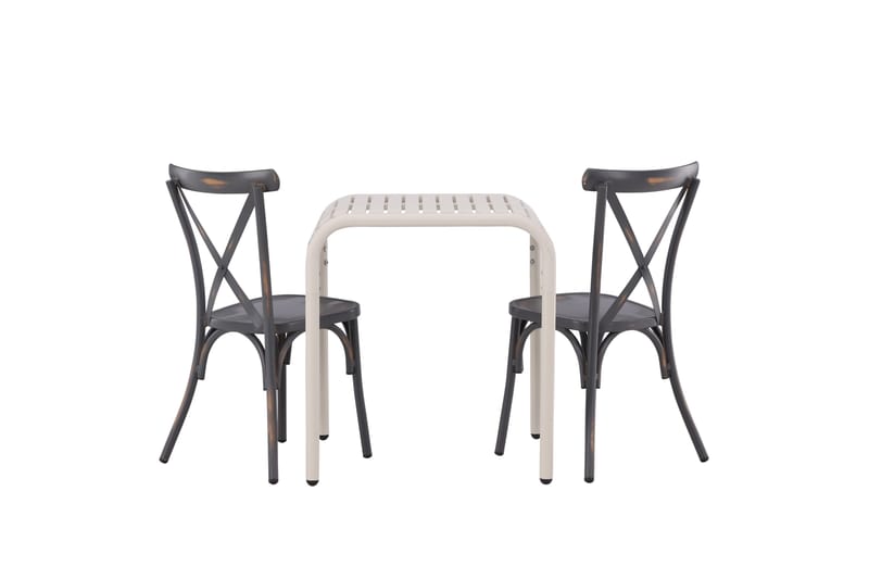 Borneo Caféset 70 cm + 2 st Tablas Matstolar - Mörkgrå/Beige - Utemöbler & utemiljö - Utegrupp - Cafegrupp & cafeset